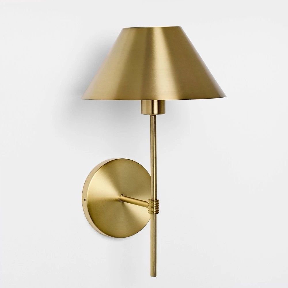 Threshold Studio McGee Brass Metal Wall Sconce LED Light New Open Box
